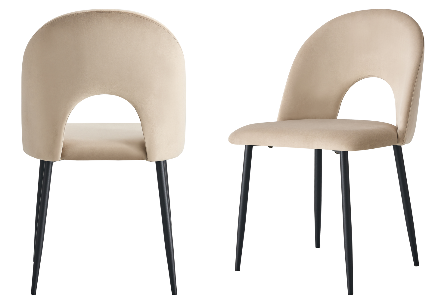 Chaise dossier ouvert en velours taupe - Talia x4