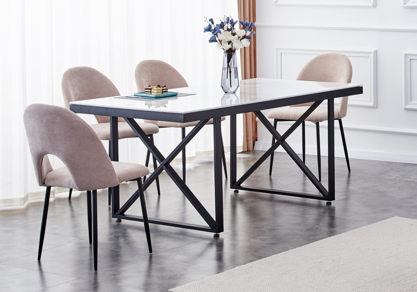 Chaise dossier ouvert en velours noir - Talia x4