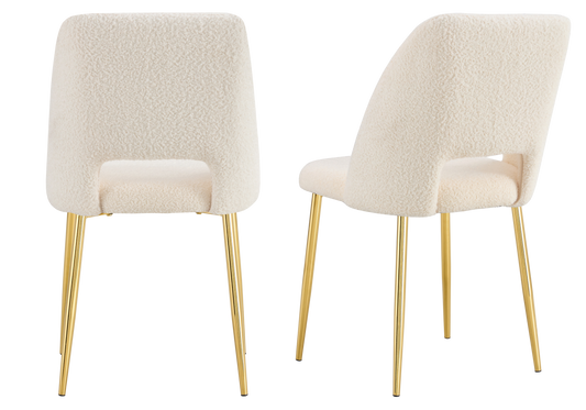 Chaise en tissu bouclé beige avec dossier ouvert - Leoni x4