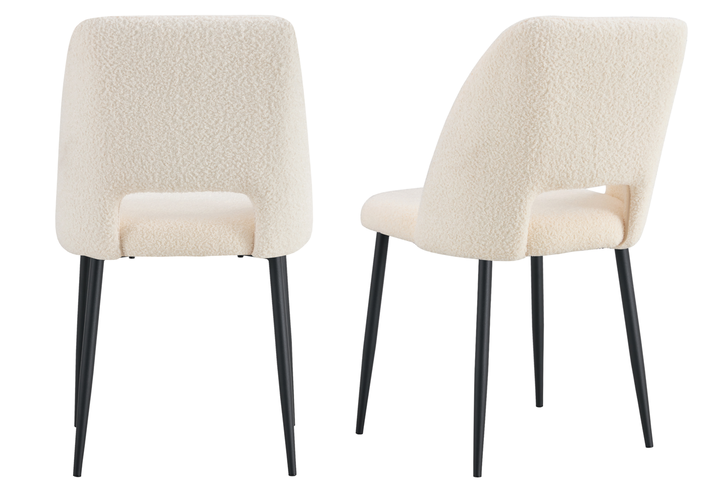 Chaise en tissu bouclé beige avec dossier ouvert - Leoni x4