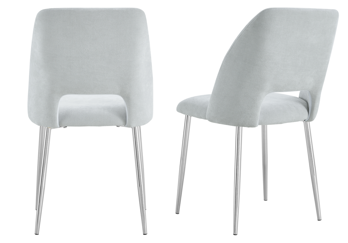 Chaise en tissu chiné gris avec dossier ouvert - Leoni x4