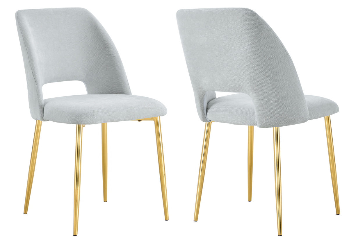 Chaise en tissu chiné gris avec dossier ouvert - Leoni x4