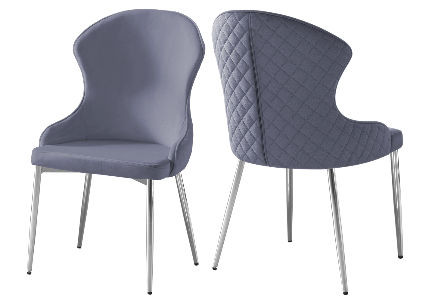 Chaise en velours anthracite pieds chromés – HILTON (lot de 4)
