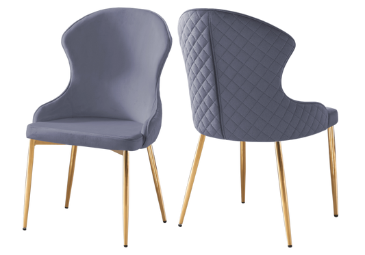 Chaise en velours anthracite pieds dorés – HILTON (lot de 4)