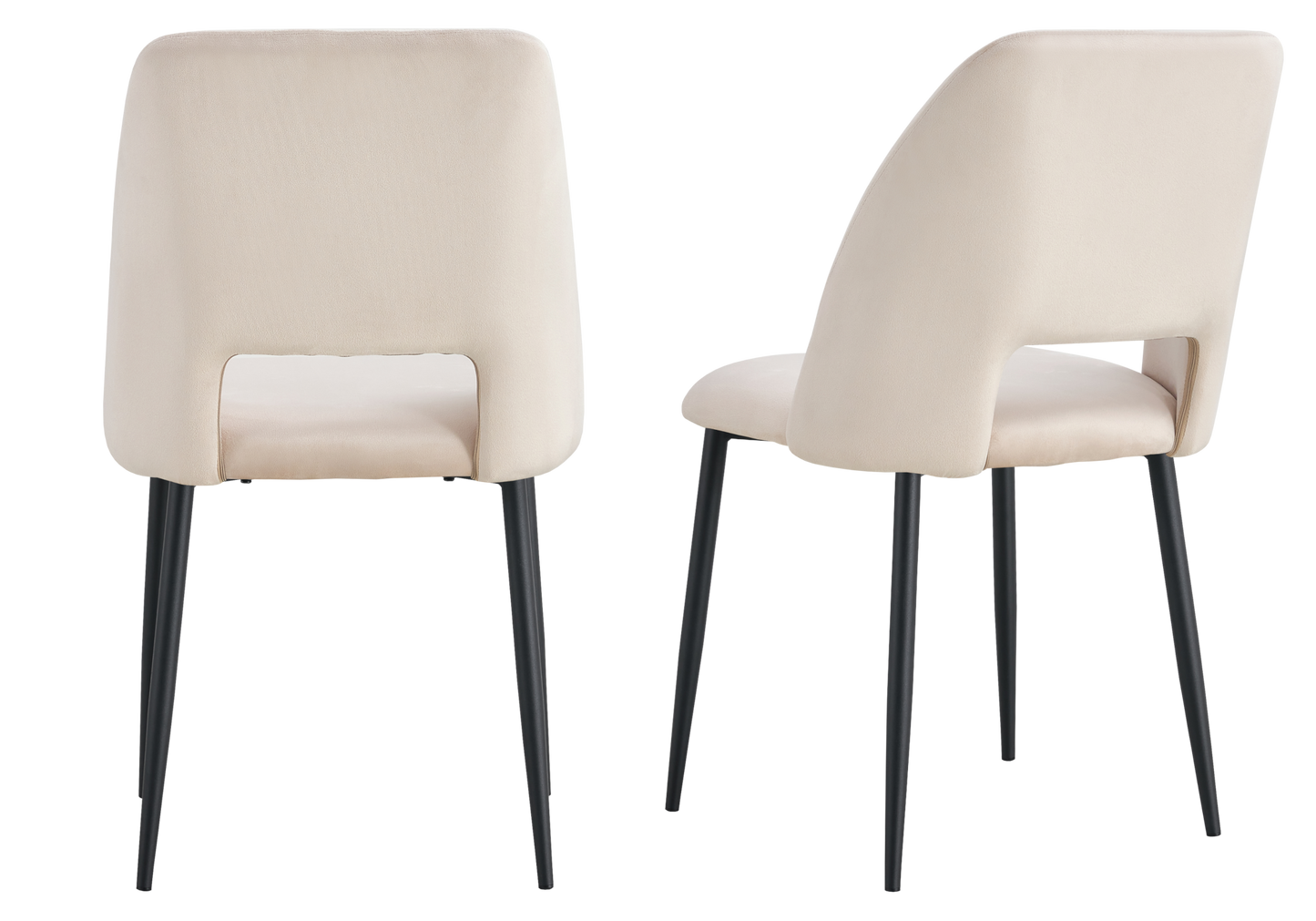 Chaise en velours beige avec dossier ouvert - Leoni x4