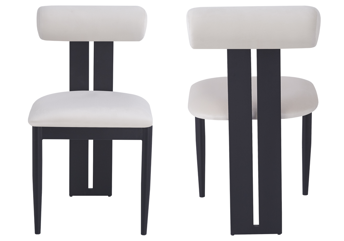 Chaise en velours beige et pieds noirs - Koto x2