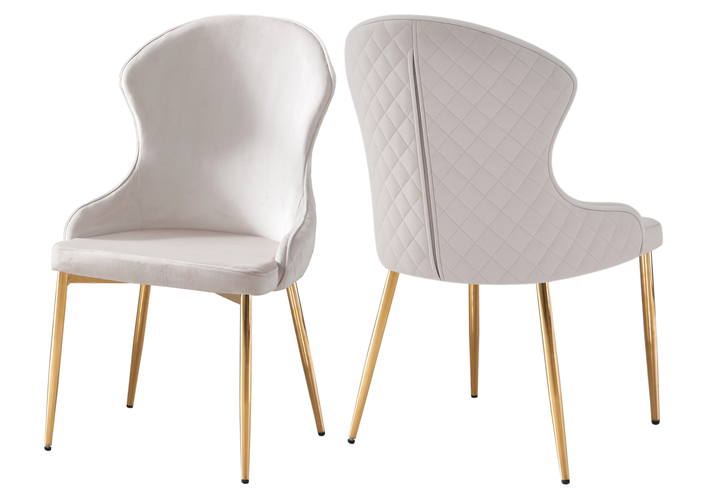 Chaise en velours beige pieds dorés – HILTON (lot de 4)
