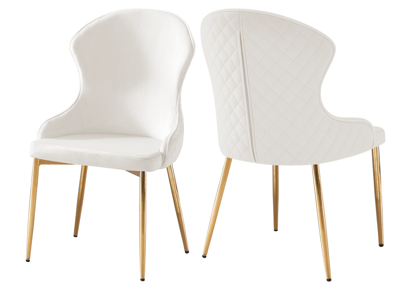 Chaise en velours écru pieds dorés – HILTON (lot de 4)