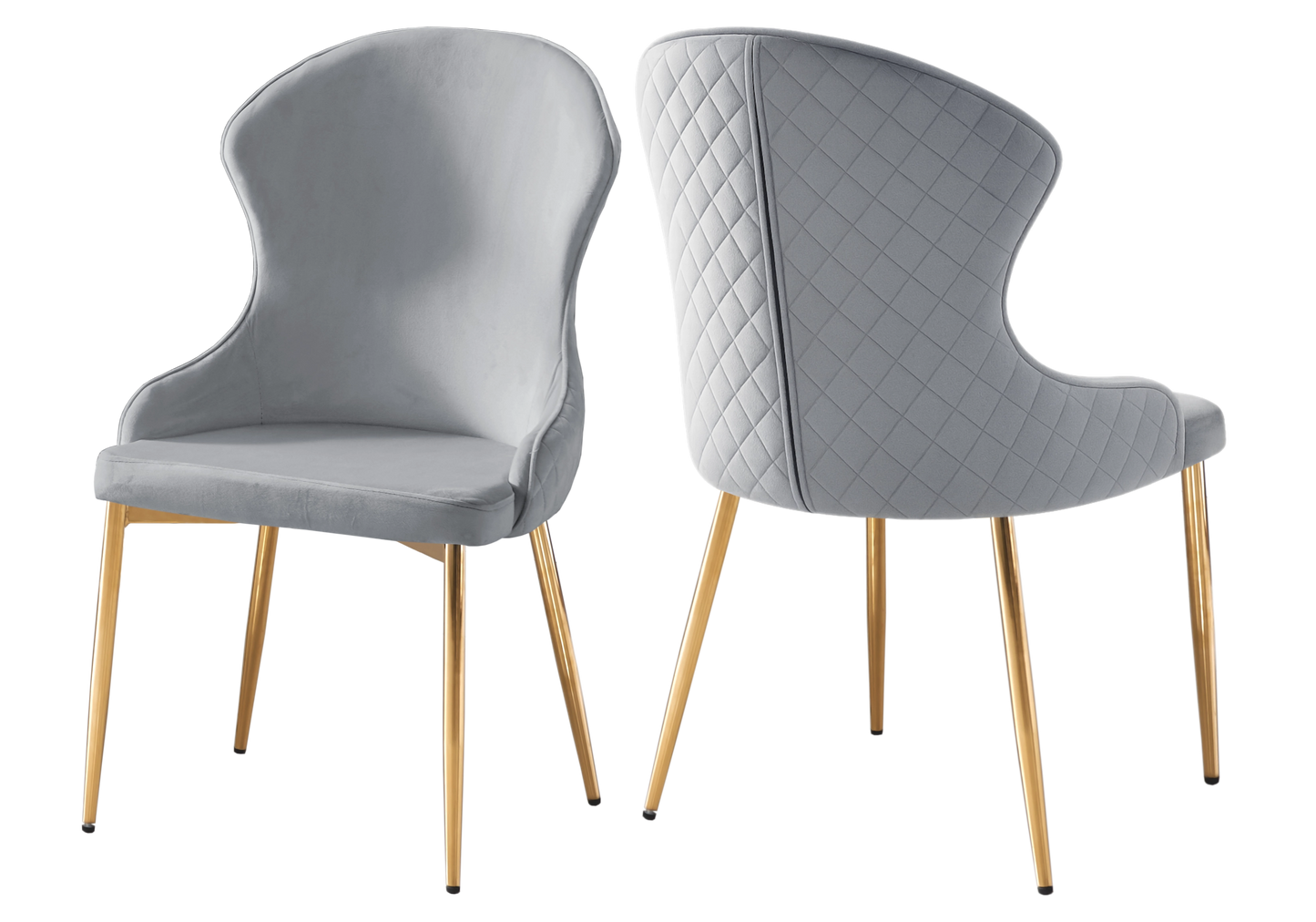 Chaise en velours gris pieds dorés – HILTON (lot de 4)
