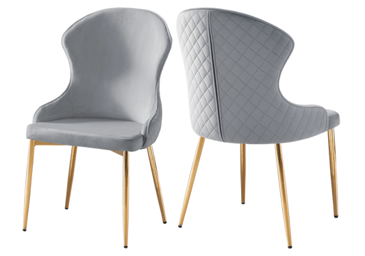 Chaise en velours gris pieds dorés – HILTON (lot de 4)