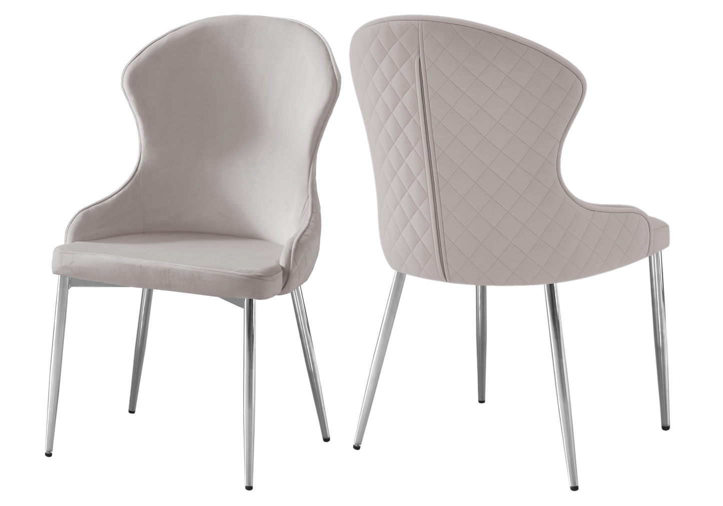 Chaise en velours moka pieds chromés – HILTON (lot de 4)