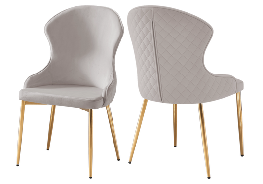 Chaise en velours moka pieds dorés – HILTON (lot de 4)