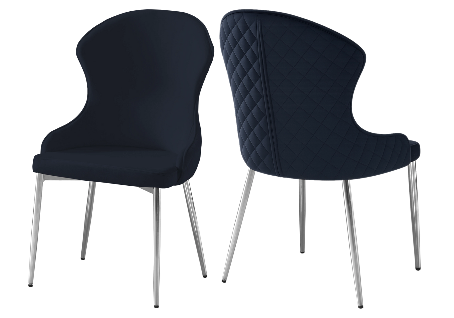Chaise en velours noir pieds chromés – HILTON (lot de 4)