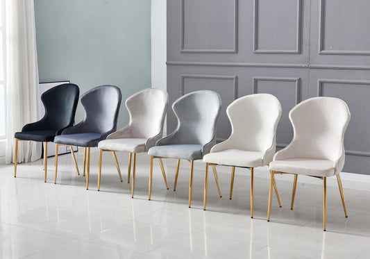 Chaise en velours noir pieds dorés – HILTON (lot de 4)