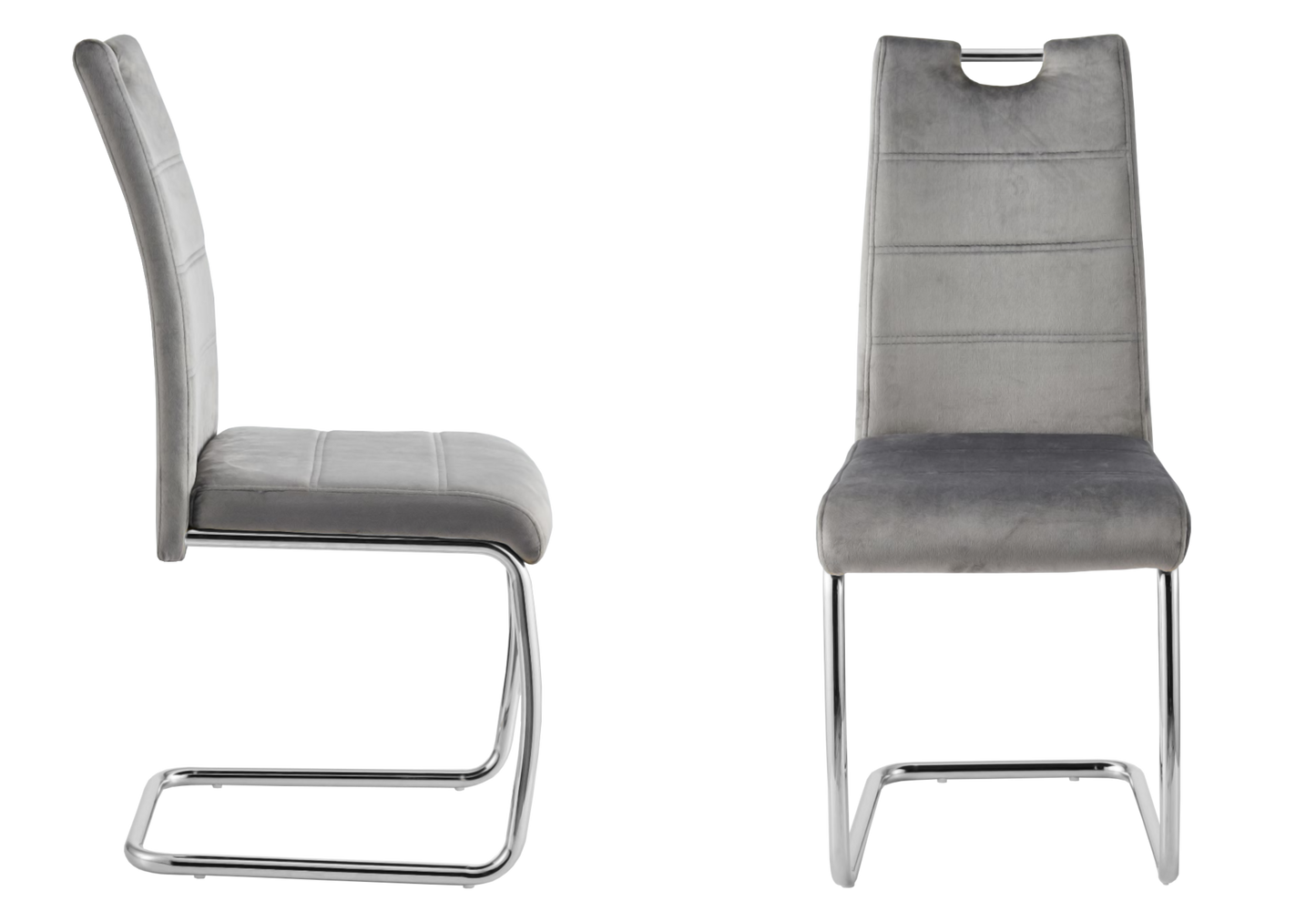 Chaise luge en velours gris dossier haut - Grazia x6
