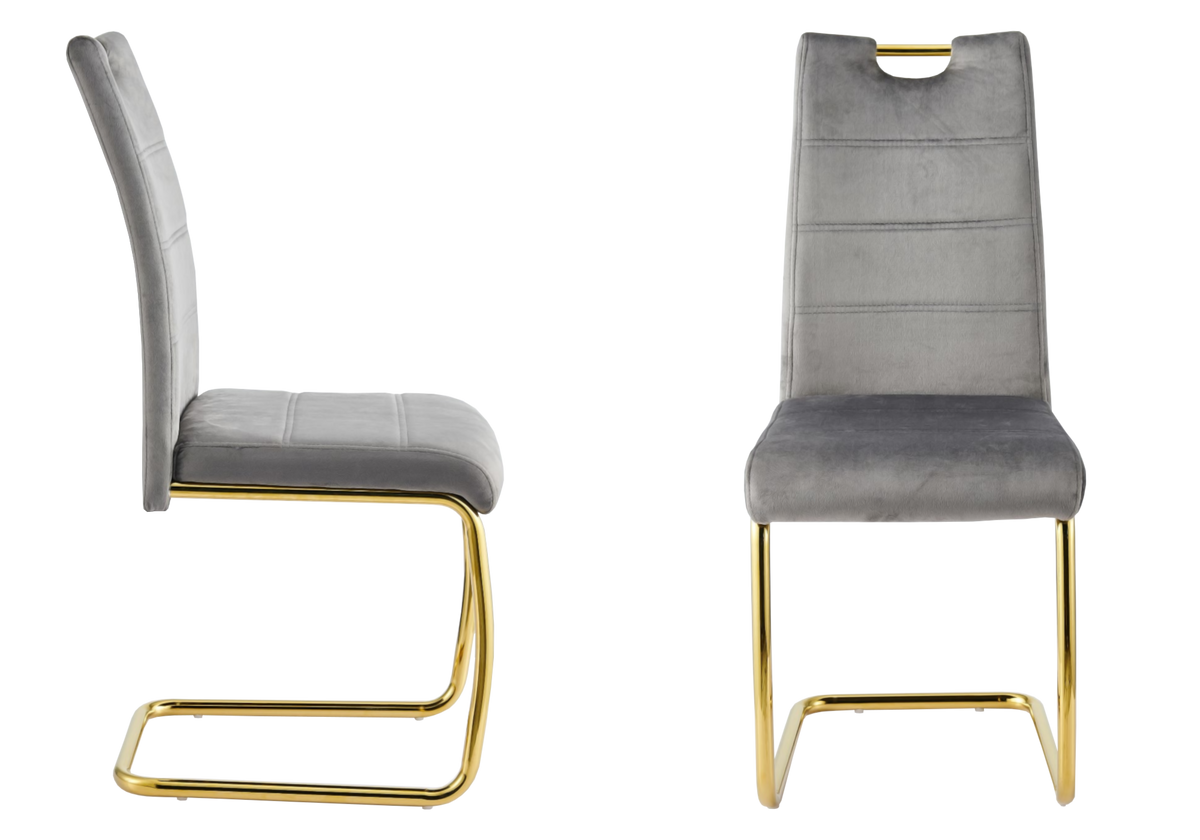 Chaise luge en velours gris dossier haut - Grazia x6