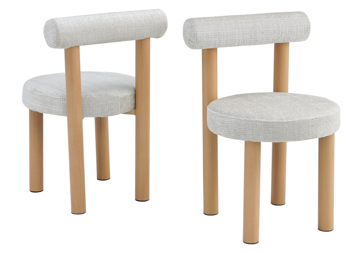 Chaise salle à manger bois et beige chiné - Sola x4