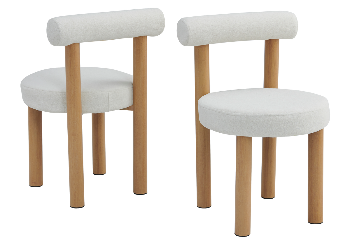 Chaise salle à manger bois et velours beige - Sola x4