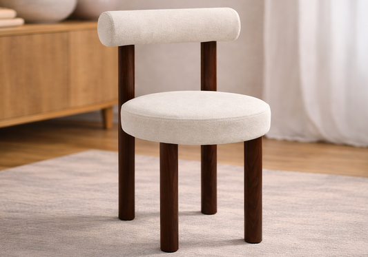 Chaise salle à manger noyer et velours beige – Sola x4