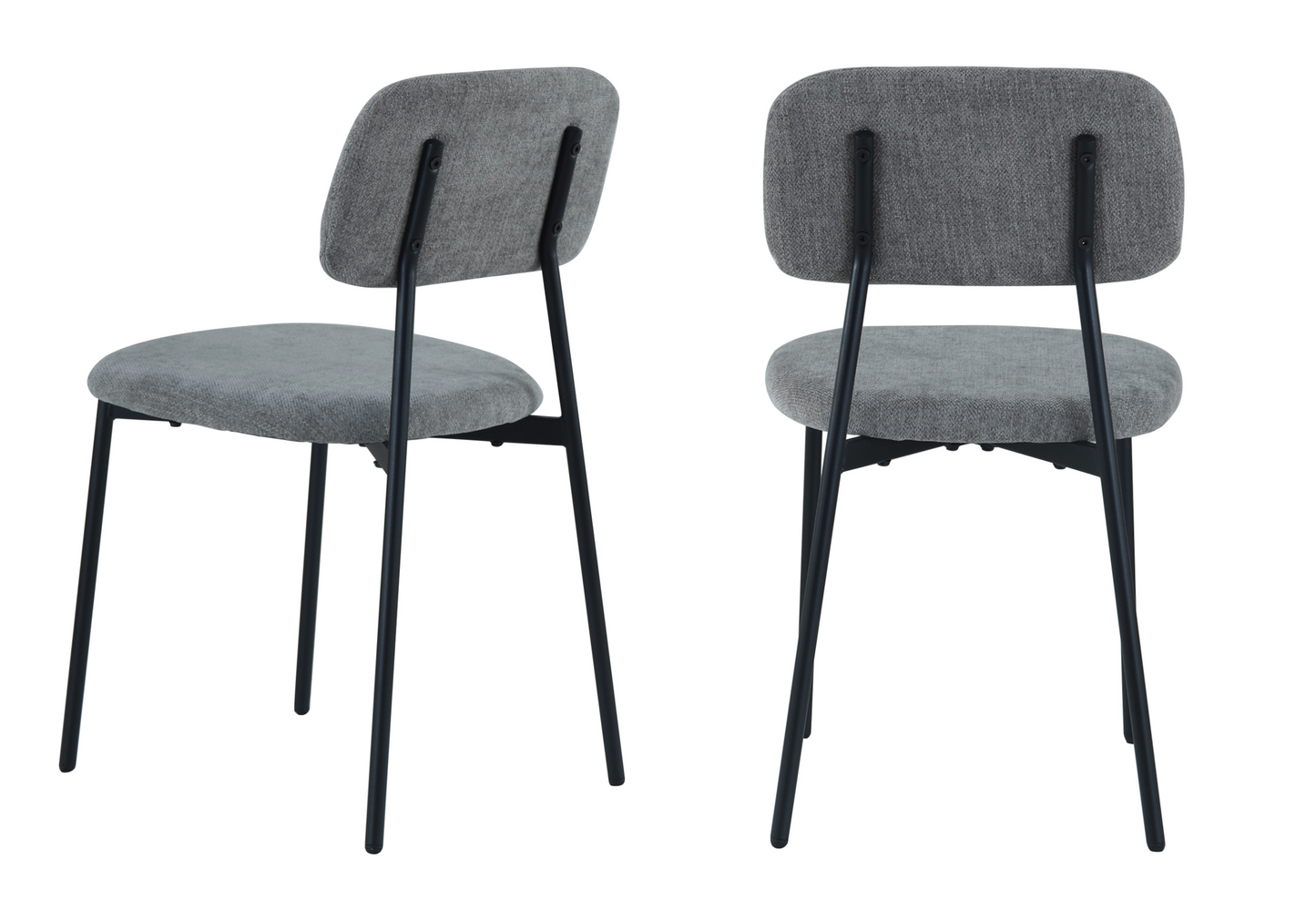 Chaise salle à manger tissu anthracite pieds noirs - Vika x4