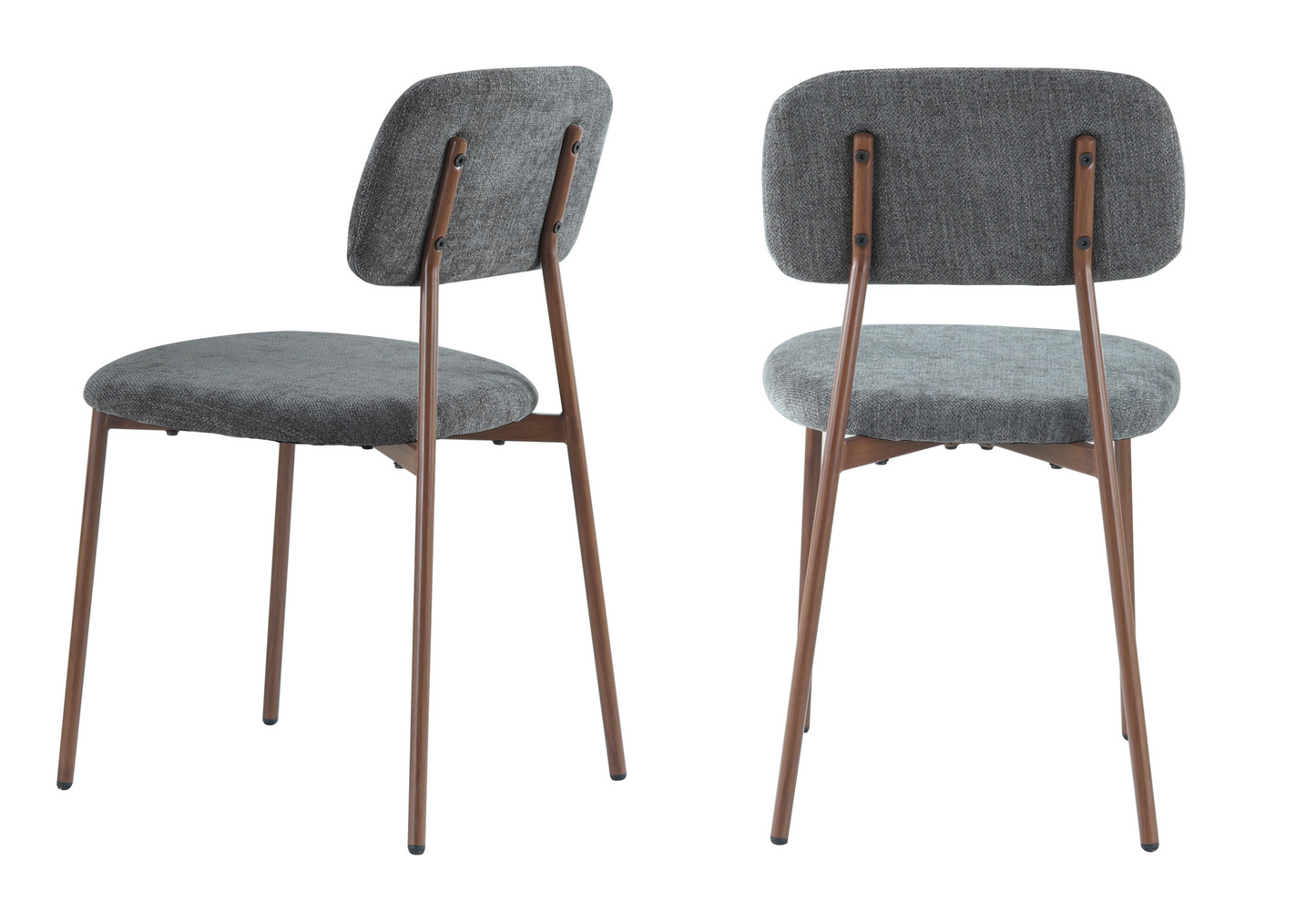 Chaise salle à manger tissu anthracite pieds noyer - Vika x4