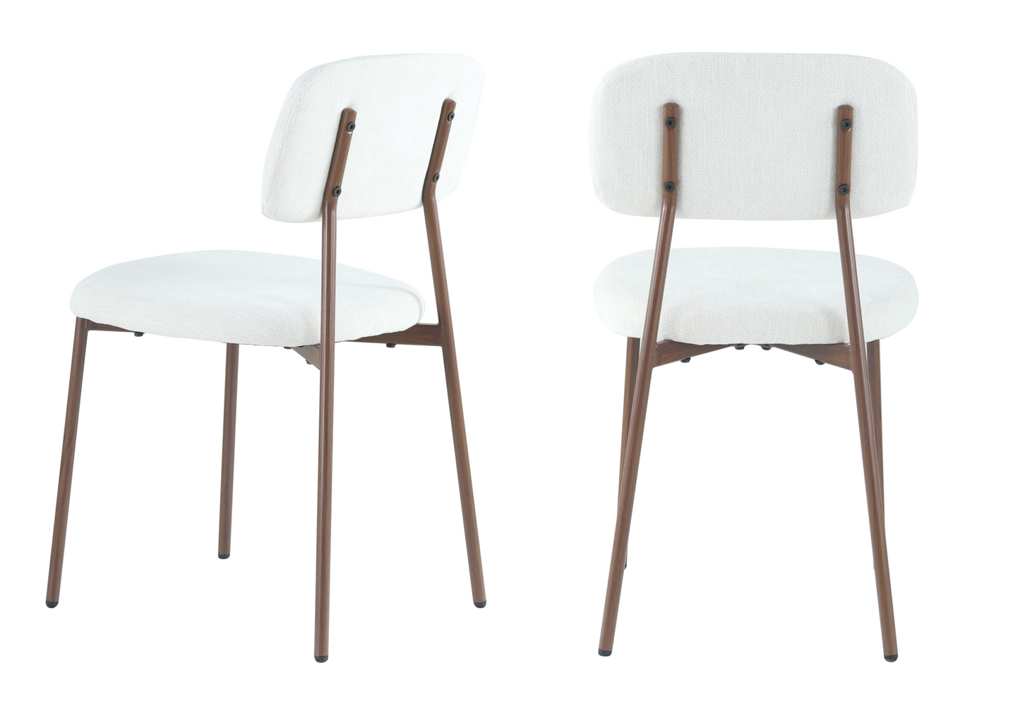 Chaise salle à manger tissu beige pieds noyer - Vika x4