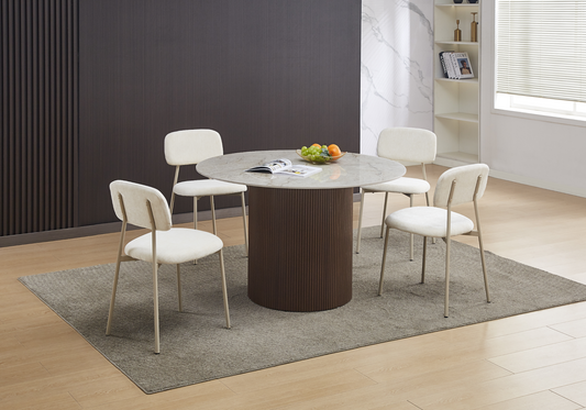 Chaise salle à manger tissu beige pieds taupe - Vika x4