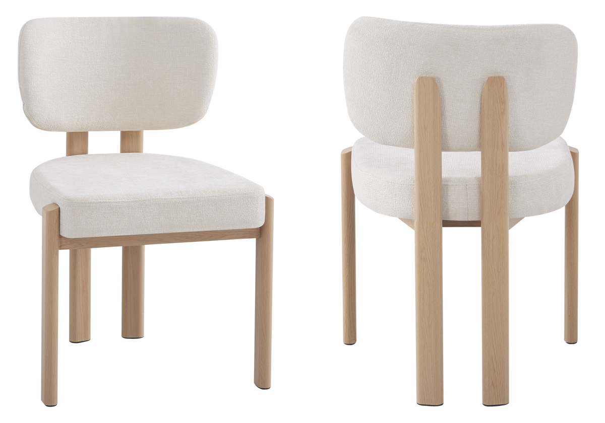 Chaise salle à manger velours beige bois - Inaya x4