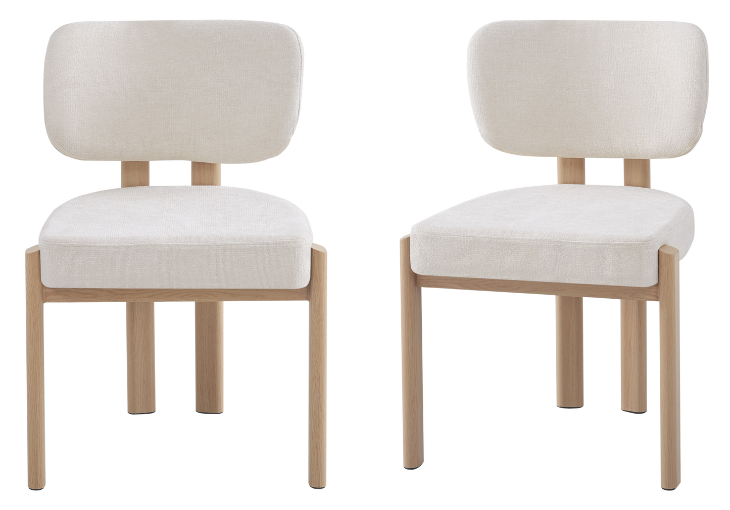 Chaise salle à manger velours beige bois – Inaya x4