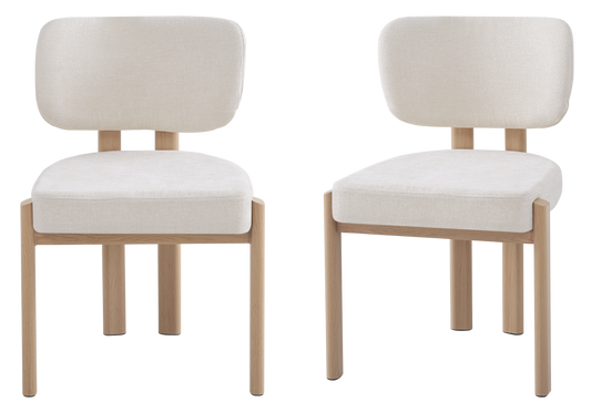 Chaise salle à manger velours beige bois – Inaya x4