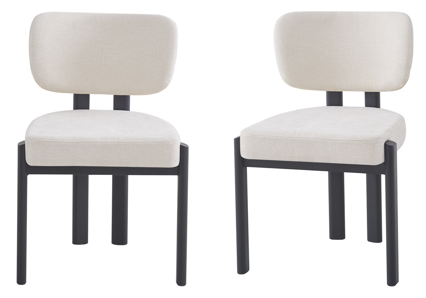 Chaise salle à manger velours beige noir – Inaya x4