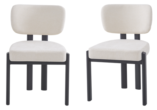 Chaise salle à manger velours beige noir – Inaya x4