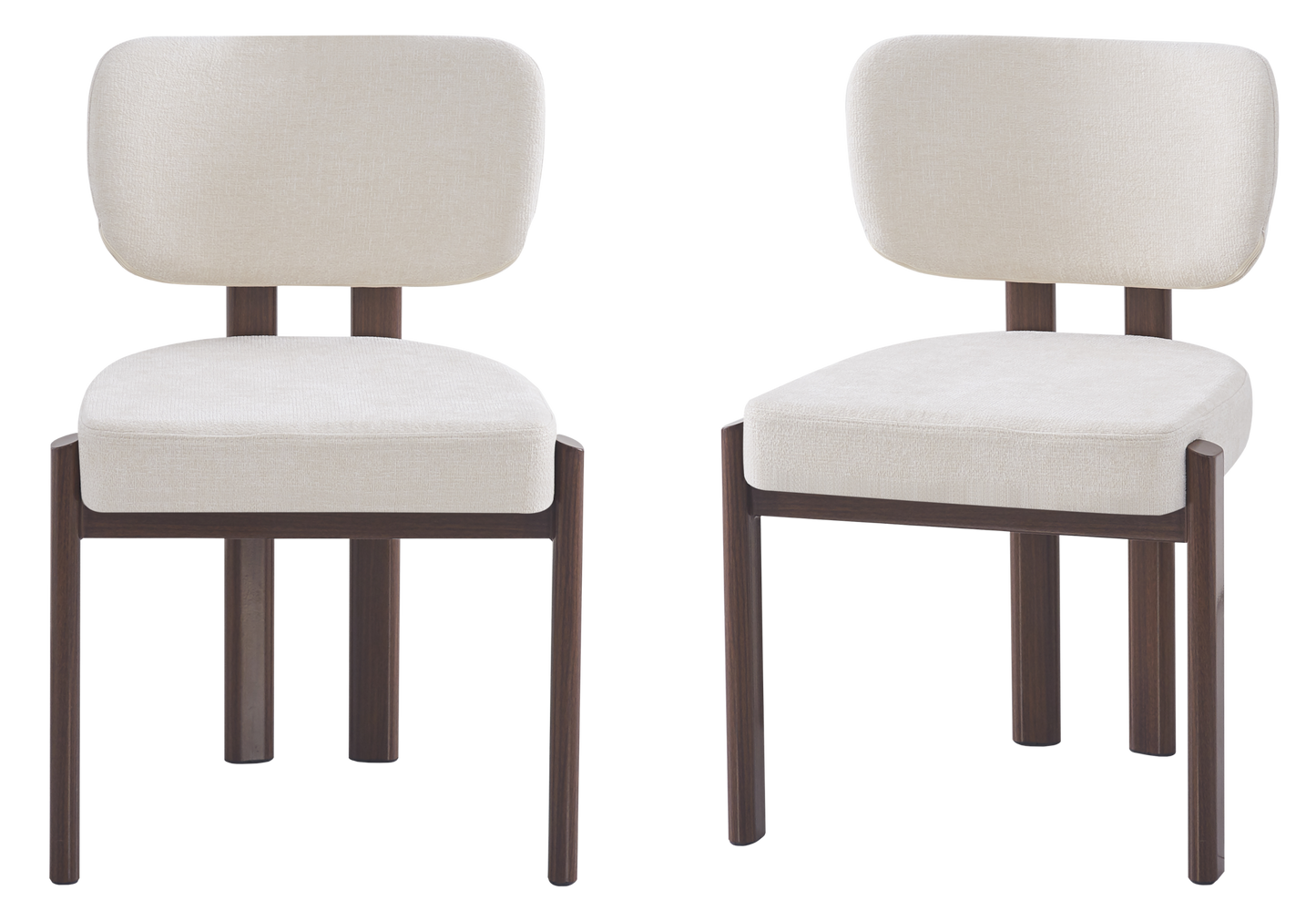 Chaise salle à manger velours beige noyer – Inaya x4
