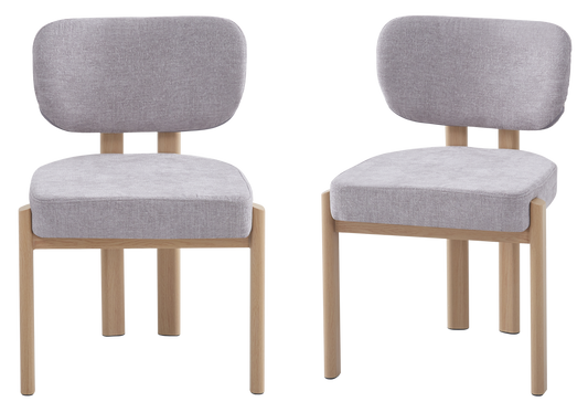 Chaise salle à manger velours gris bois – Inaya x4