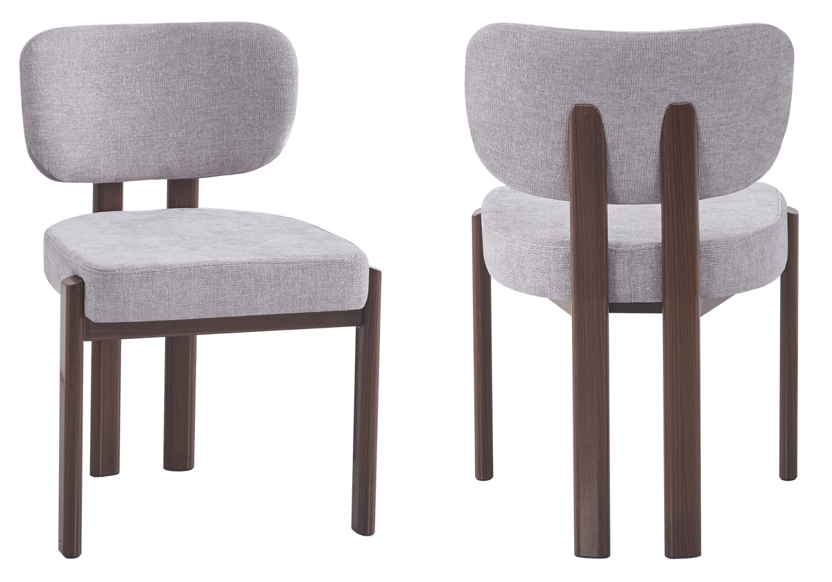 Chaise salle à manger velours gris noyer - Inaya x4