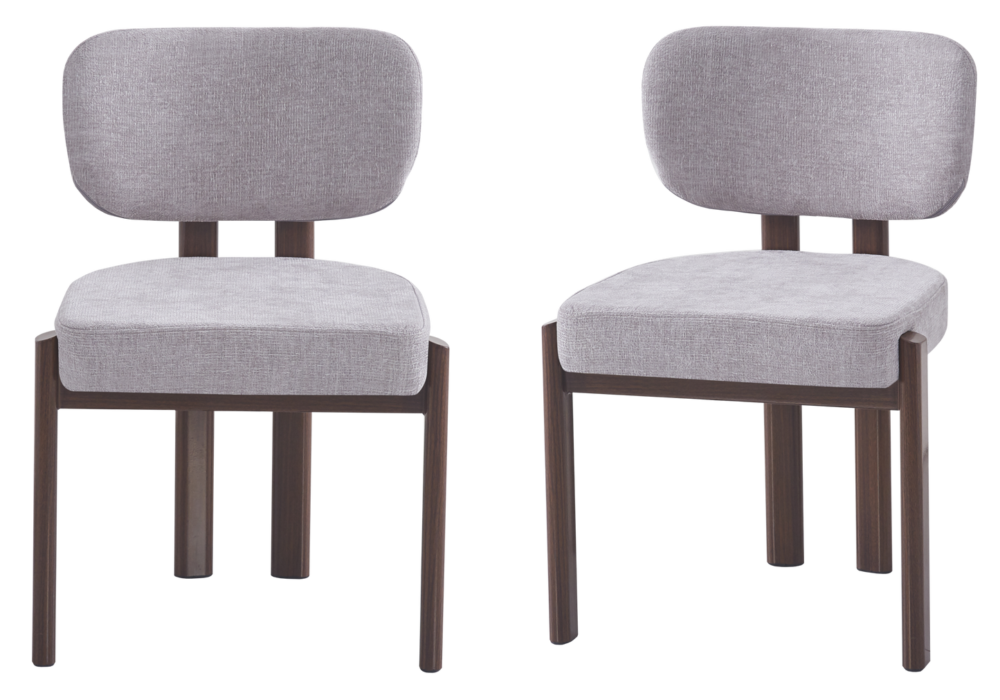 Chaise salle à manger velours gris noyer – Inaya x4