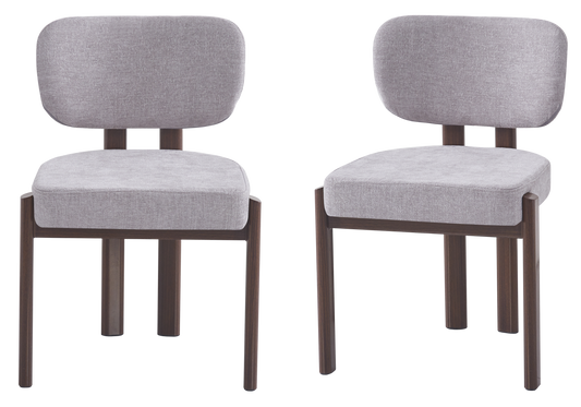 Chaise salle à manger velours gris noyer – Inaya x4