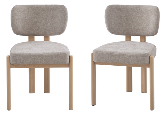 Chaise salle à manger velours taupe bois – Inaya x4