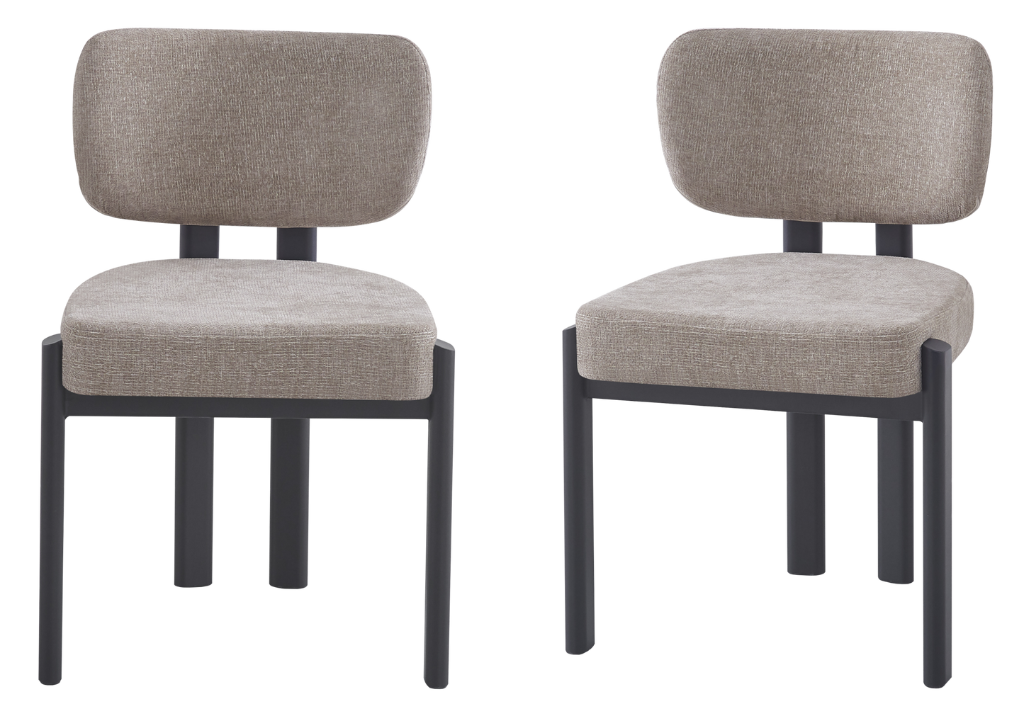 Chaise salle à manger velours taupe noir – Inaya x4