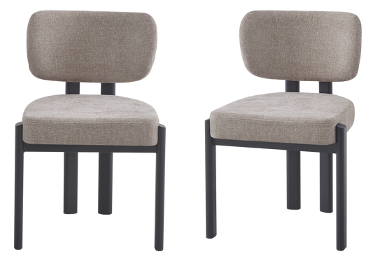 Chaise salle à manger velours taupe noir – Inaya x4