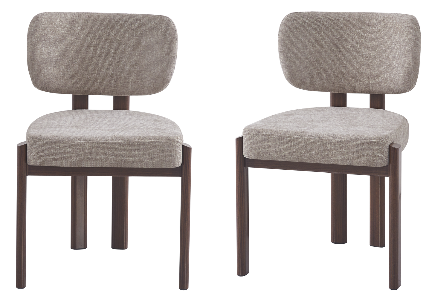 Chaise salle à manger velours taupe noyer – Inaya x4