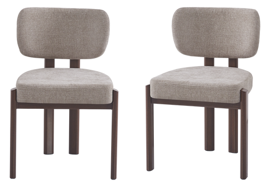 Chaise salle à manger velours taupe noyer – Inaya x4