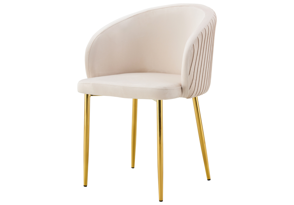 Chaise salle manger velours beige pieds doré - Sora x2