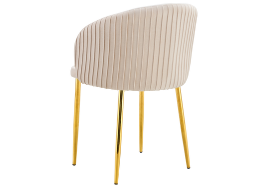 Chaise salle manger velours beige pieds doré - Sora x2