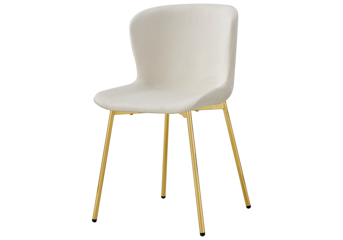 Chaise salle manger velours écru pieds doré - Vesta x4