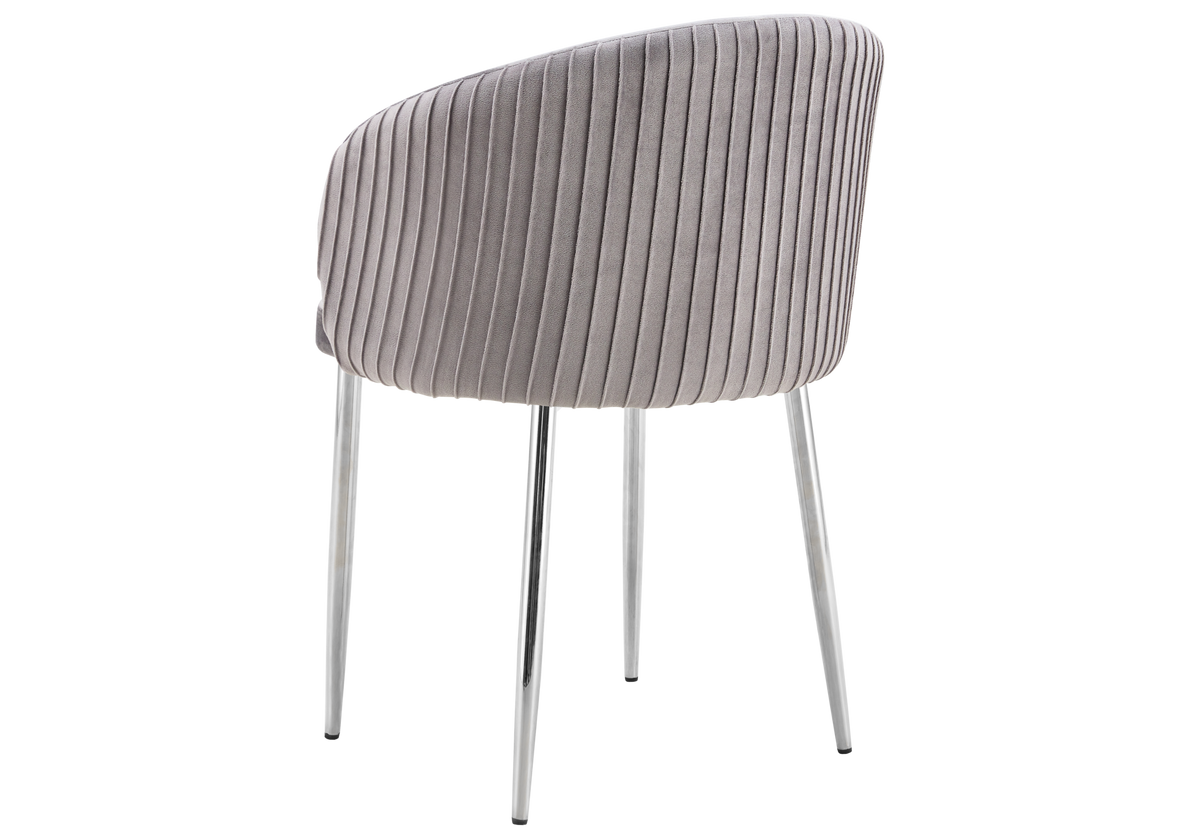 Chaise salle manger velours gris pieds chromé - Sora x2
