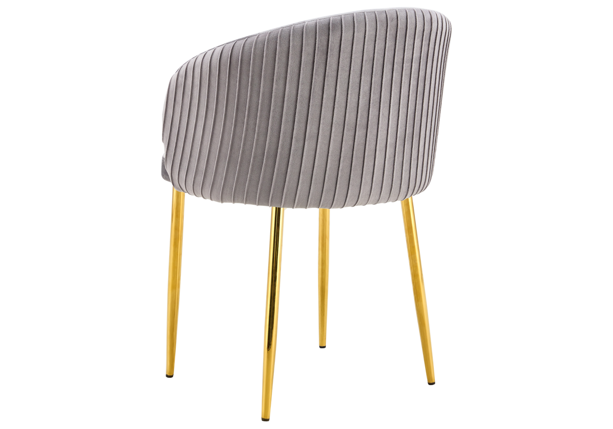 Chaise salle manger velours gris pieds doré - Sora x2