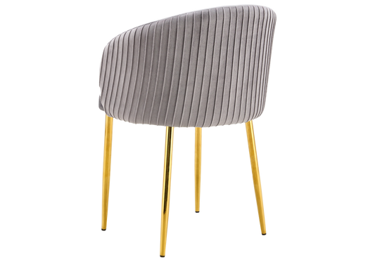 Chaise salle manger velours gris pieds doré - Sora x2
