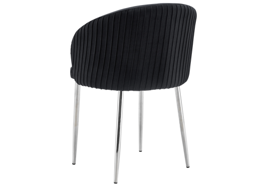 Chaise salle manger velours noir pieds chromé - Sora x2