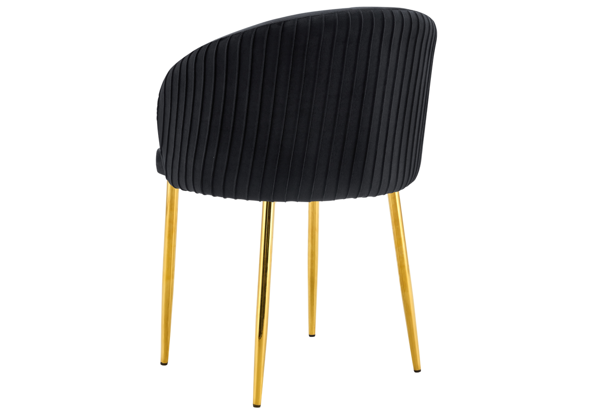 Chaise salle manger velours noir pieds doré - Sora x2